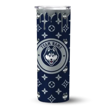 Custom UConn Huskies Camo Streak Blue Skinny Tumbler