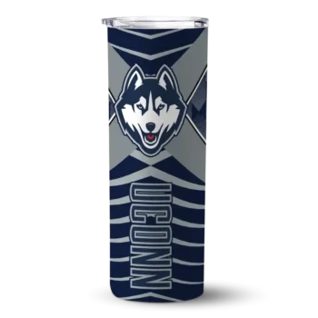 Custom UConn Huskies Camo Texture Blue Skinny Tumbler