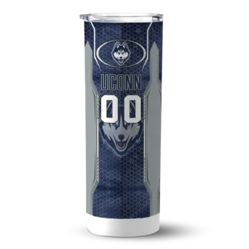 Custom UConn Huskies Stacked Diamond Blue Skinny Tumbler