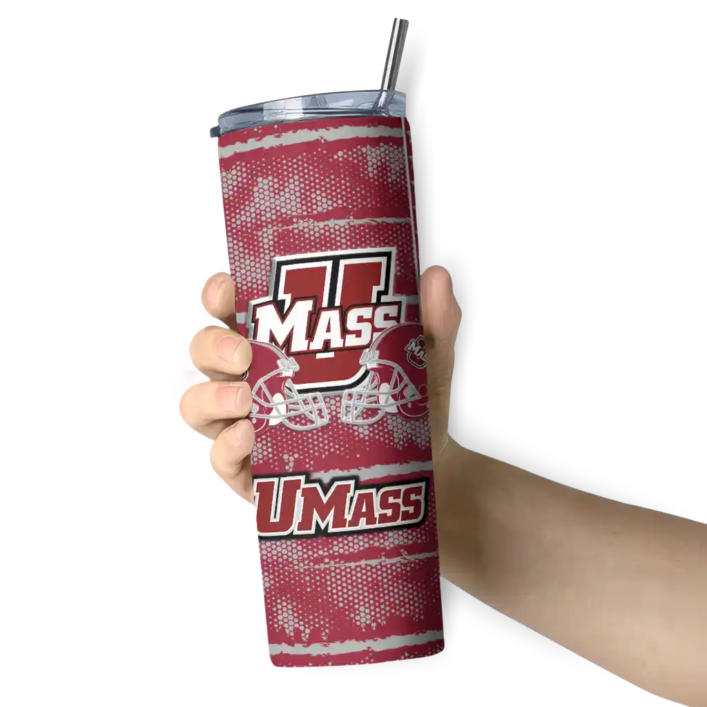 custom-umass-minutemen-chevron-patch-red-skinny-tumbler-premium-grade.webp