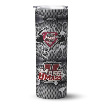 Custom UMass Minutemen Chevron V Red Gray Skinny Tumbler