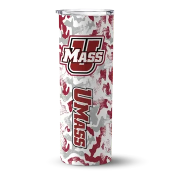 Custom UMass Minutemen Claw Marks Red White Skinny Tumbler