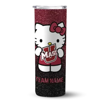 Custom UMass Minutemen Hello Kitty Red Black Skinny Tumbler