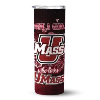 Custom UMass Minutemen Rose Romance Red Black Skinny Tumbler