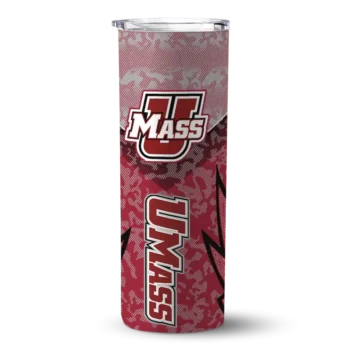 Custom UMass Minutemen Spiral Burst Print Red Skinny Tumbler