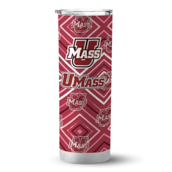 Custom UMass Minutemen Zipper Leopard Red Skinny Tumbler