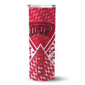 Custom UNLV Rebels Monogram Burst Red White Skinny Tumbler