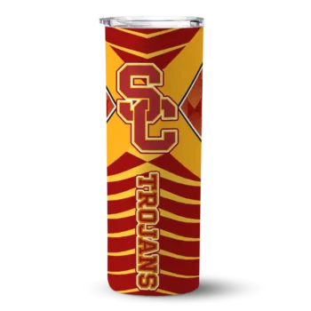 Custom USC Trojans Camo Texture Red Skinny Tumbler