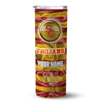 Custom USC Trojans Patterned Waves Red Skinny Tumbler