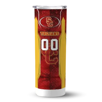 Custom USC Trojans Stacked Diamond Red Skinny Tumbler