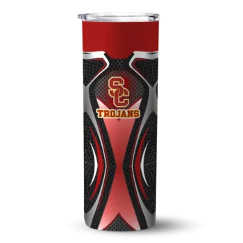 Custom USC Trojans Superman Emblem Red Black Skinny Tumbler