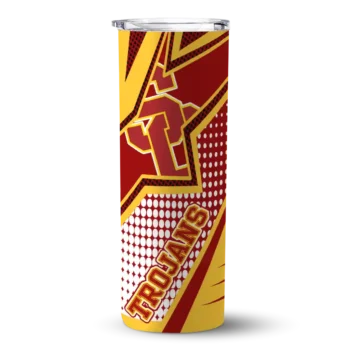 Custom USC Trojans Web Stripes Red White Skinny Tumbler