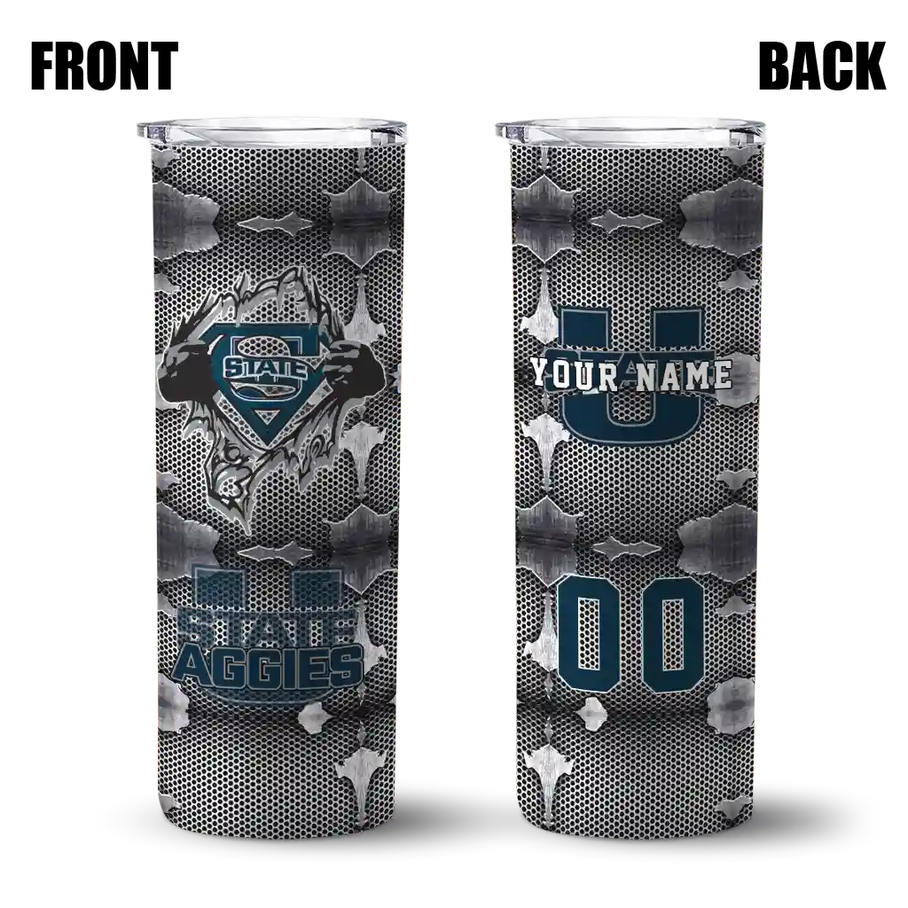 custom-utah-state-aggies-chevron-v-navy-gray-skinny-tumbler-fashion-forward.webp