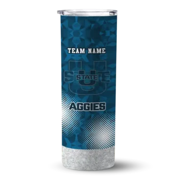 Custom Utah State Aggies Starburst Tiles Navy Skinny Tumbler