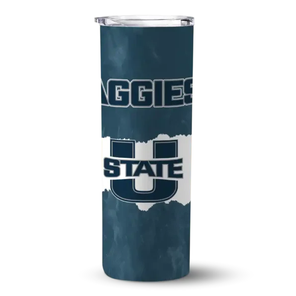 custom utah state aggies torn band navy white skinny tumbler best selling