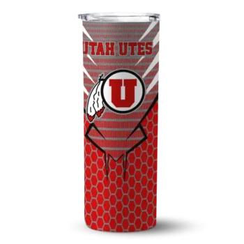 Custom Utah Utes Chevron Stripes Red Skinny Tumbler