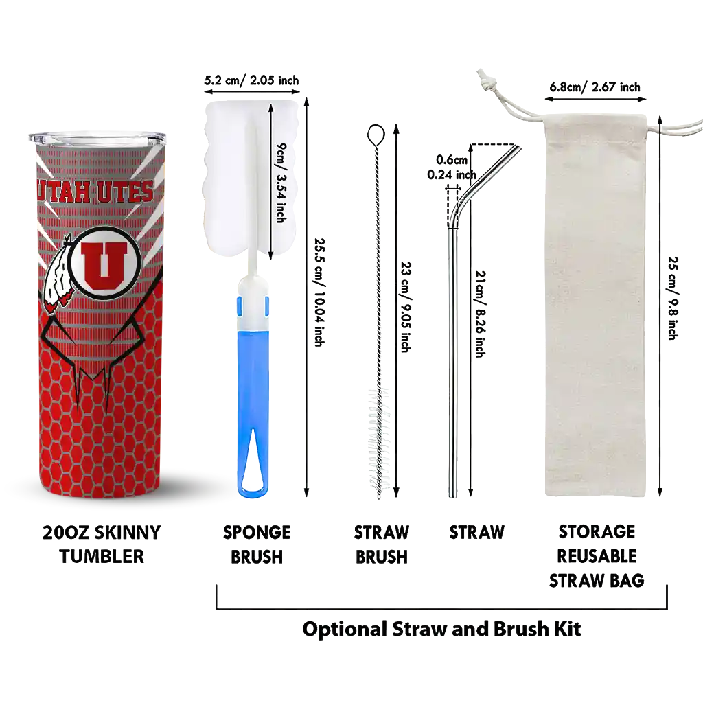 custom-utah-utes-chevron-stripes-red-skinny-tumbler-new-arrival.webp
