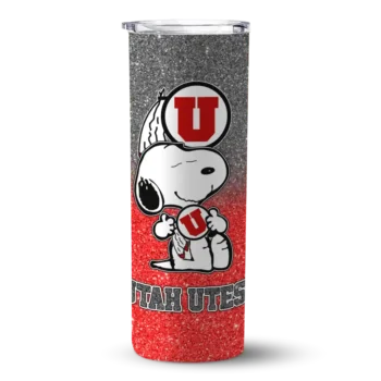 Custom Utah Utes Snoopy Attitude Red Skinny Tumbler