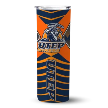 Custom UTEP Miners Camo Texture Blue Skinny Tumbler