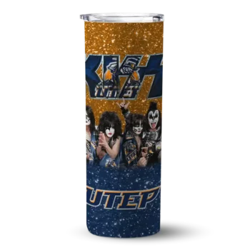 Custom UTEP Miners Kiss Band Orange Skinny Tumbler