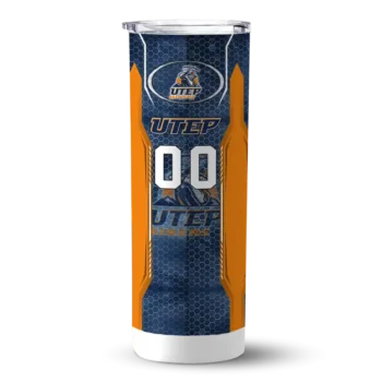 Custom UTEP Miners Stacked Diamond Blue Skinny Tumbler