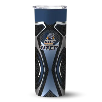 Custom UTEP Miners Superman Emblem Blue Black Skinny Tumbler