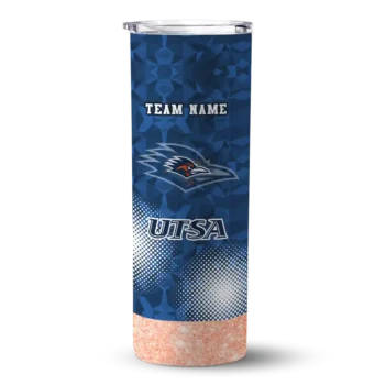 Custom UTSA Roadrunners Starburst Tiles Orange Skinny Tumbler