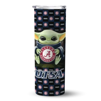 Custom UTSA Roadrunners Yoda Cozy Orange Black Skinny Tumbler