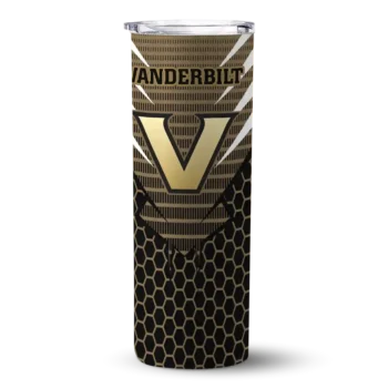 Custom Vanderbilt Commodores Chevron Stripes Black Skinny Tumbler