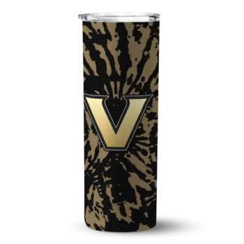 Custom Vanderbilt Commodores Metallic Grid Black Skinny Tumbler