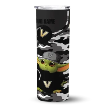 Custom Vanderbilt Commodores Yoda Camo Black Skinny Tumbler