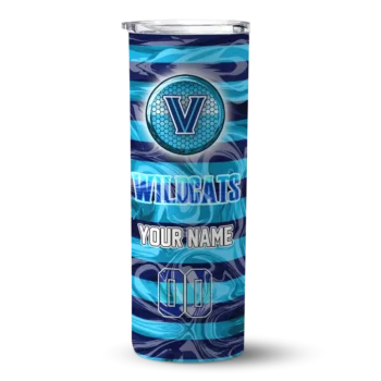 Custom Villanova Wildcats Patterned Waves Navy Skinny Tumbler