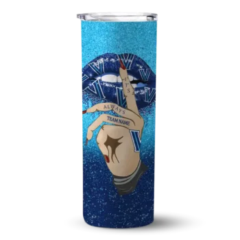Custom Villanova Wildcats Sparkle Lips Navy Skinny Tumbler