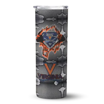Custom Virginia Cavaliers Chevron V Blue Gray Skinny Tumbler