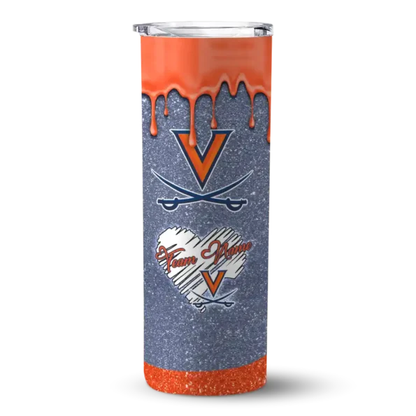 custom virginia cavaliers pixel fade blue skinny tumbler best selling