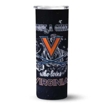 Custom Virginia Cavaliers Rose Romance Blue Black Skinny Tumbler