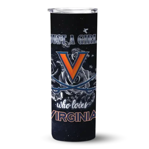 custom virginia cavaliers rose romance blue black skinny tumbler best selling