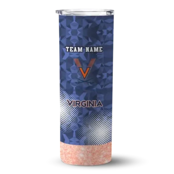 Custom Virginia Cavaliers Starburst Tiles Blue Skinny Tumbler