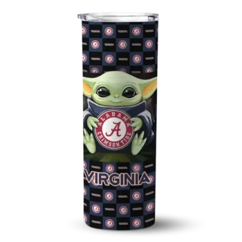 Custom Virginia Cavaliers Yoda Cozy Blue Black Skinny Tumbler