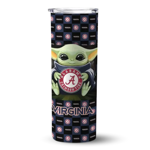 custom virginia cavaliers yoda cozy blue black skinny tumbler best selling