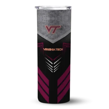 Custom Virginia Tech Hokies Hexagon Honeycomb Maroon Black Skinny Tumbler