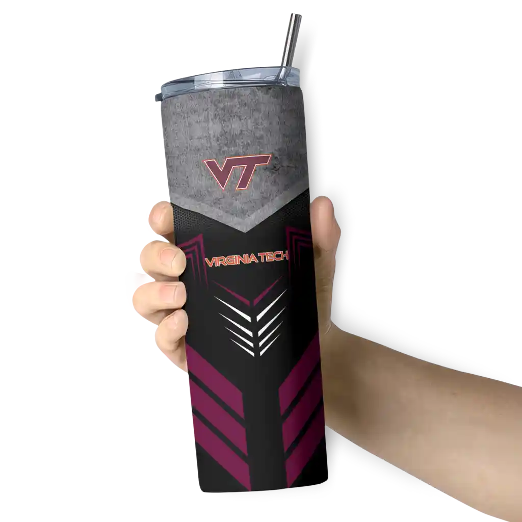 custom-virginia-tech-hokies-hexagon-honeycomb-maroon-black-skinny-tumbler-premium-grade.webp