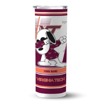 Custom Virginia Tech Hokies Snoopy Dog Maroon White Skinny Tumbler