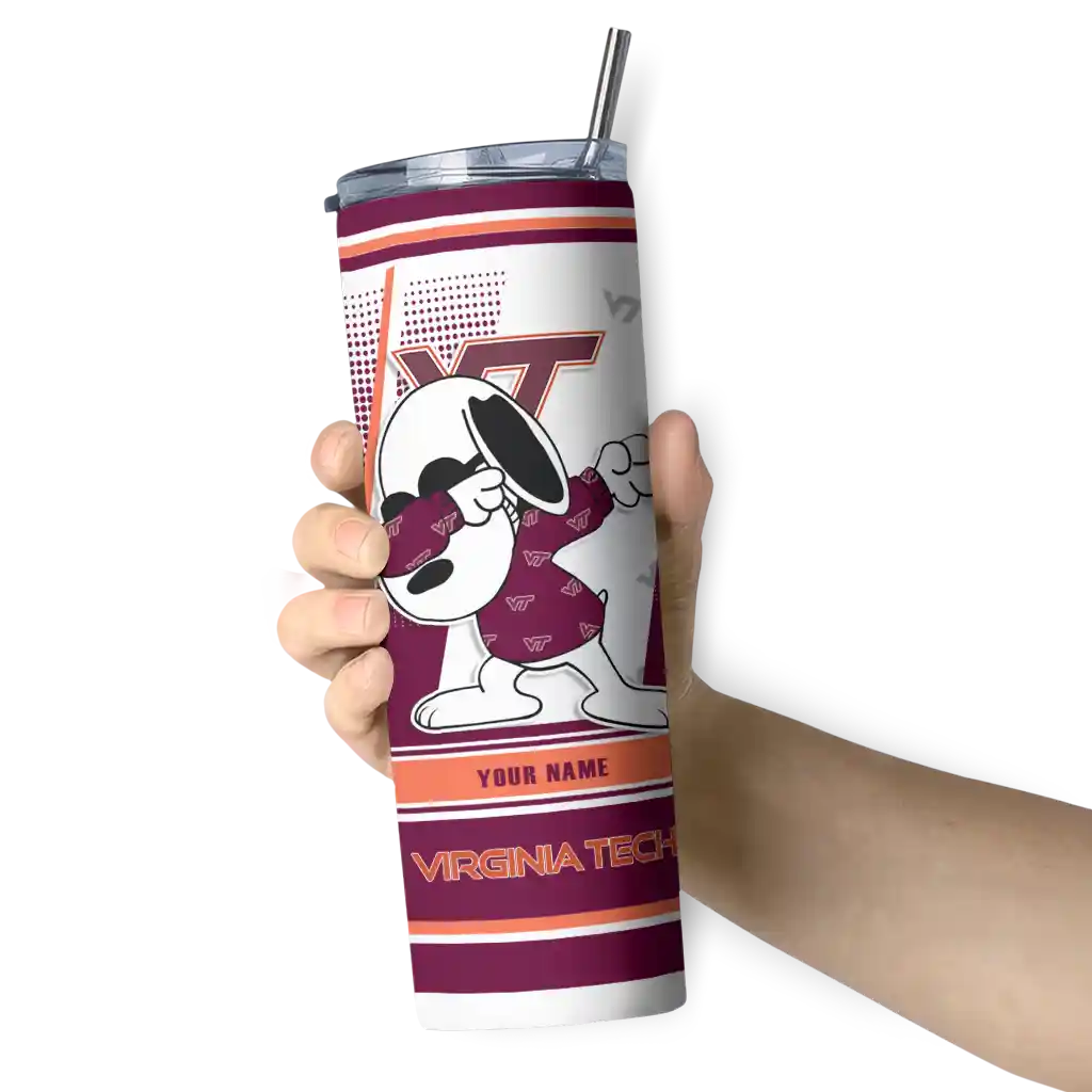 custom-virginia-tech-hokies-snoopy-dog-maroon-white-skinny-tumbler-premium-grade.webp