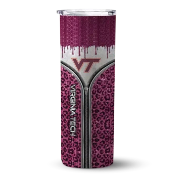 Custom Virginia Tech Hokies Sparkle Drip Maroon Skinny Tumbler