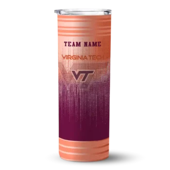 Custom Virginia Tech Hokies Swirl Texture Maroon Skinny Tumbler