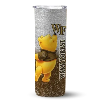 Custom Wake Forest Demon Deacons Winnie the Pooh Gold Gray Skinny Tumbler