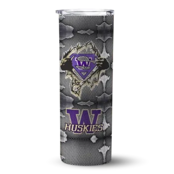 Custom Washington Huskies Chevron V Purple Gray Skinny Tumbler
