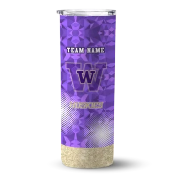 Custom Washington Huskies Starburst Tiles Purple Skinny Tumbler