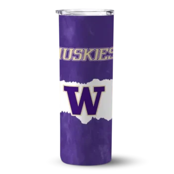 Custom Washington Huskies Torn Band Purple White Skinny Tumbler